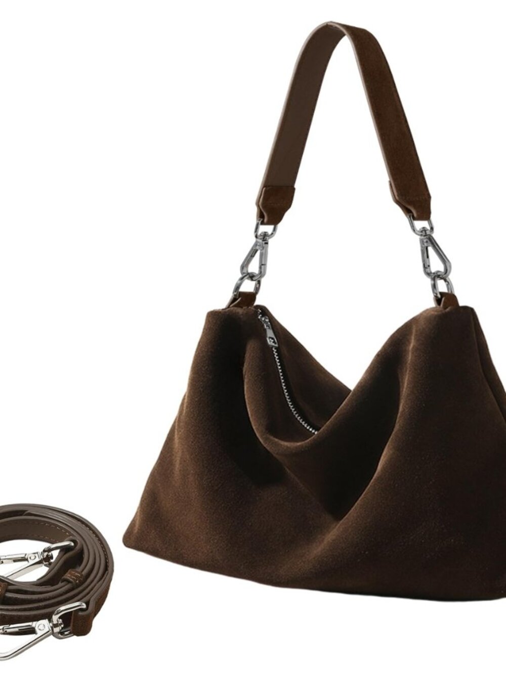 Suede Tote Bags for Women, Suede Purse Handbag Vintage Slouchy Hobo Shoulder